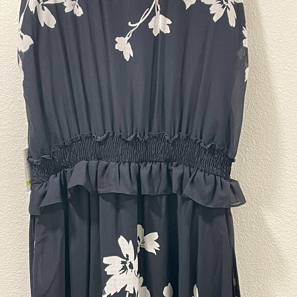 TAYLOR NWT Sheer Lined Short Sleeve Peplum V-Neck Maxi Dress Floral Blk/Wht 18 - Picture 9 of 12